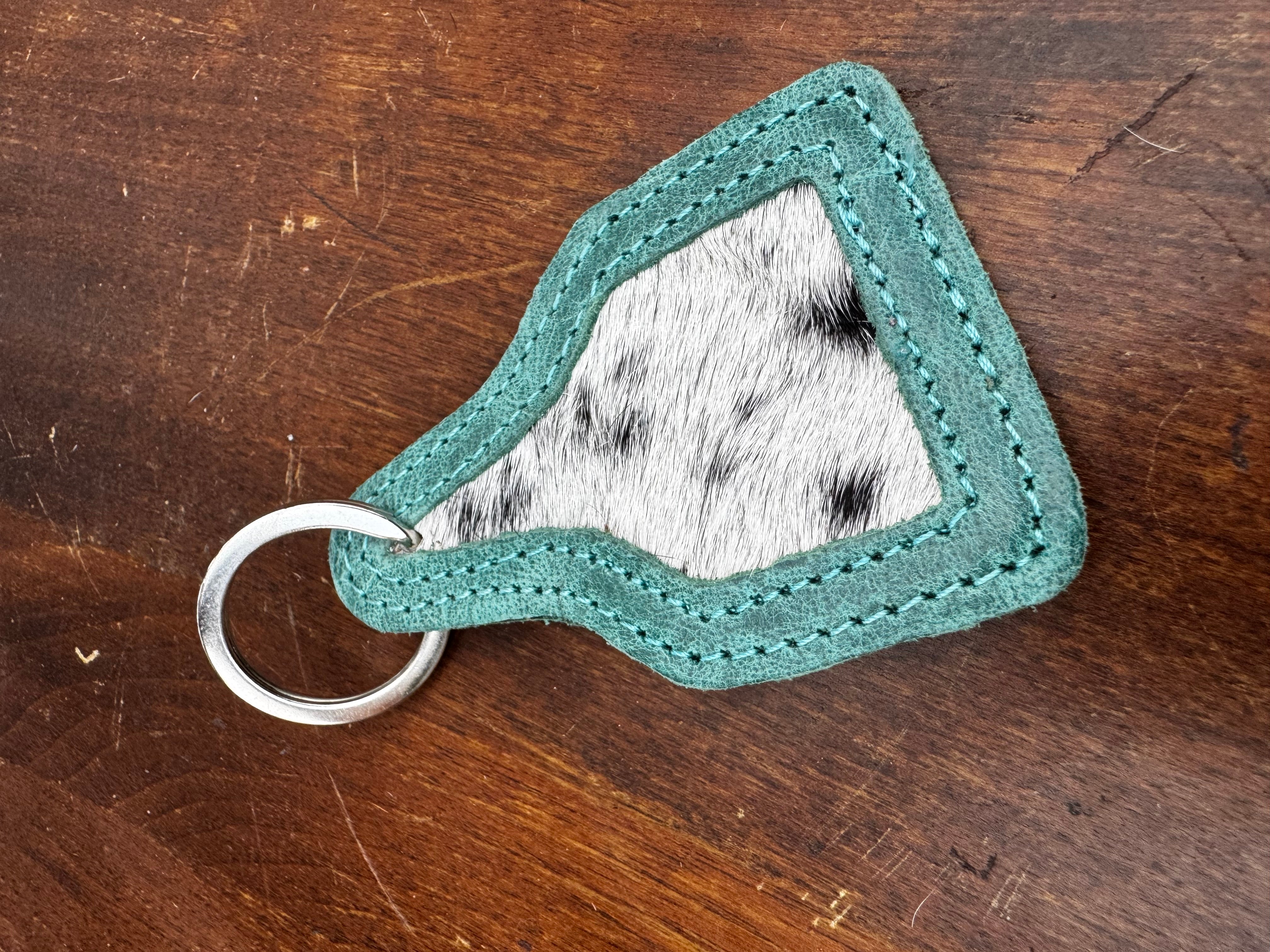 Hair on Hide Brindle Leather Keychain