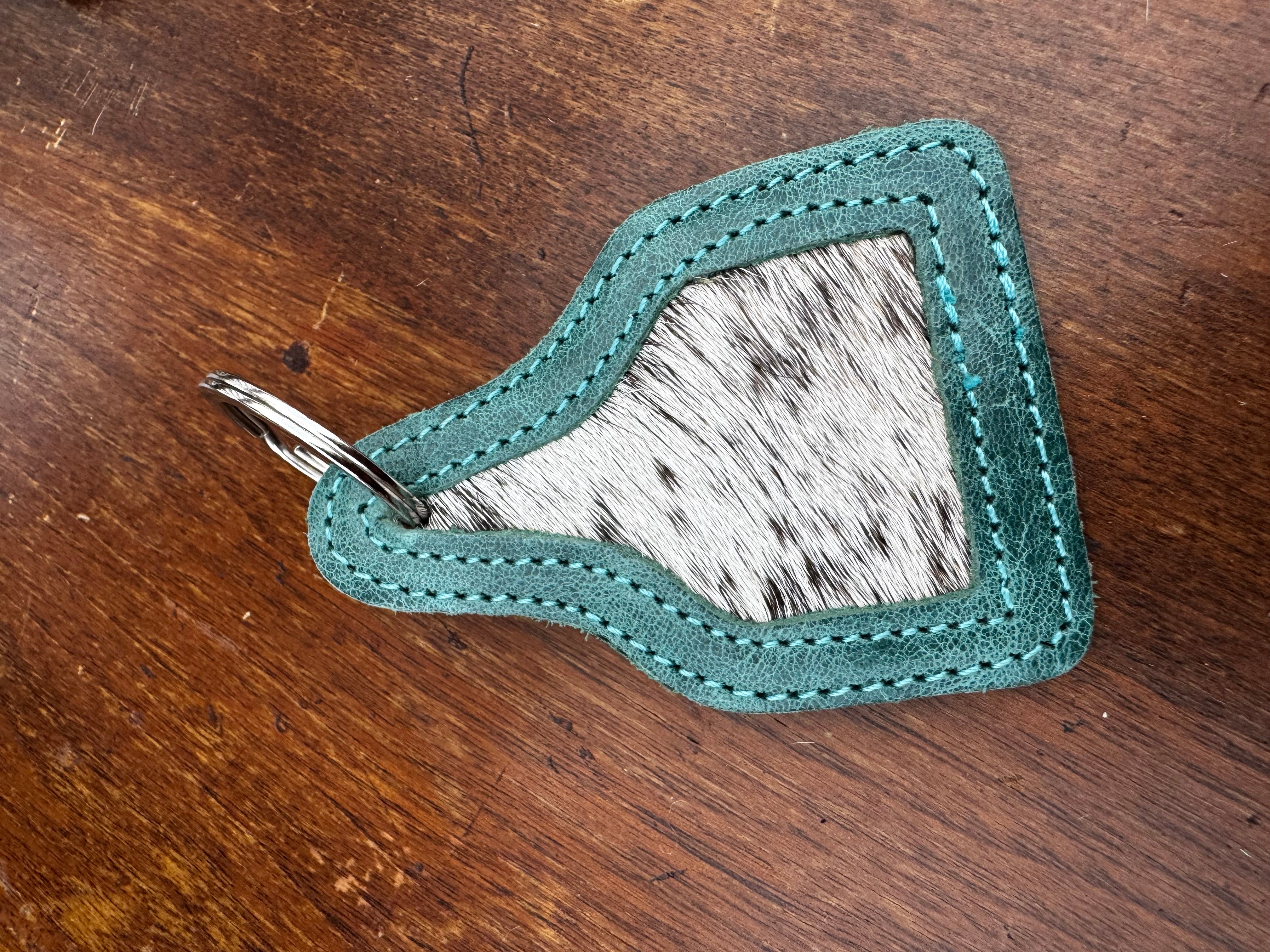 Hair on Hide Brindle Leather Keychain