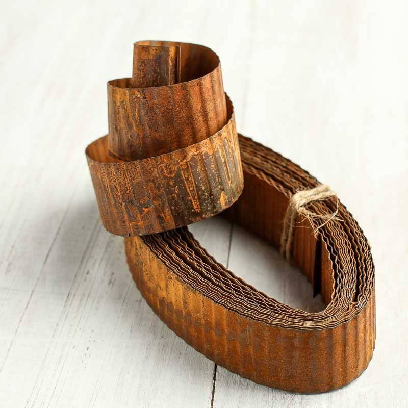 Rusty Tin Corrugated Ribbon (15 feet L x 1 in W)