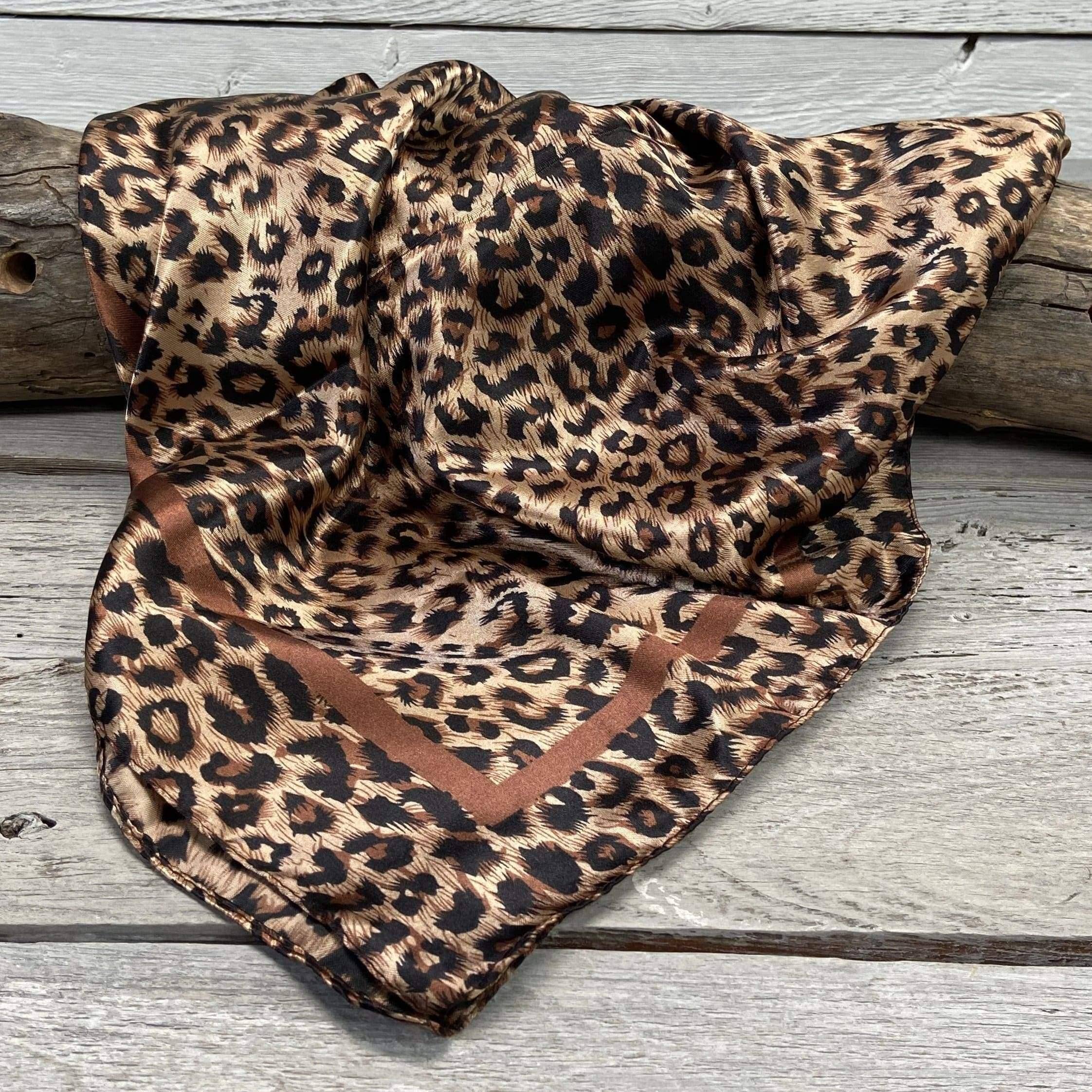 35X35"  Brown Leopard Wild Rag/Scarf