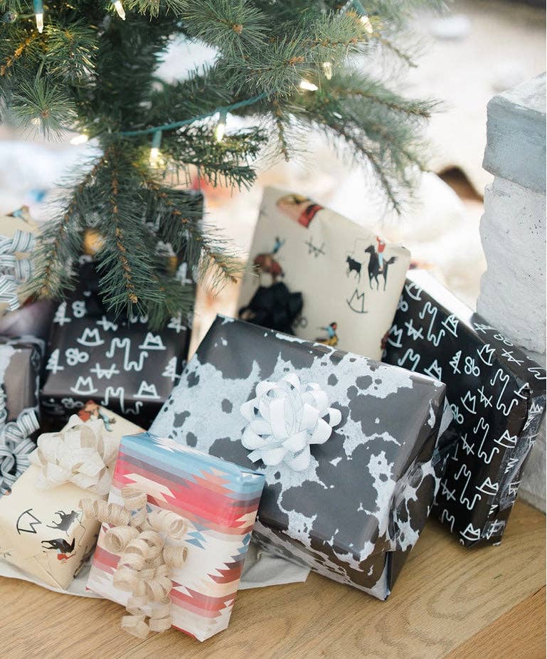 Black Cowhide Gift Wrapping Paper