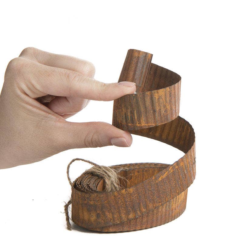 Rusty Tin Corrugated Ribbon (15 feet L x 1 in W)