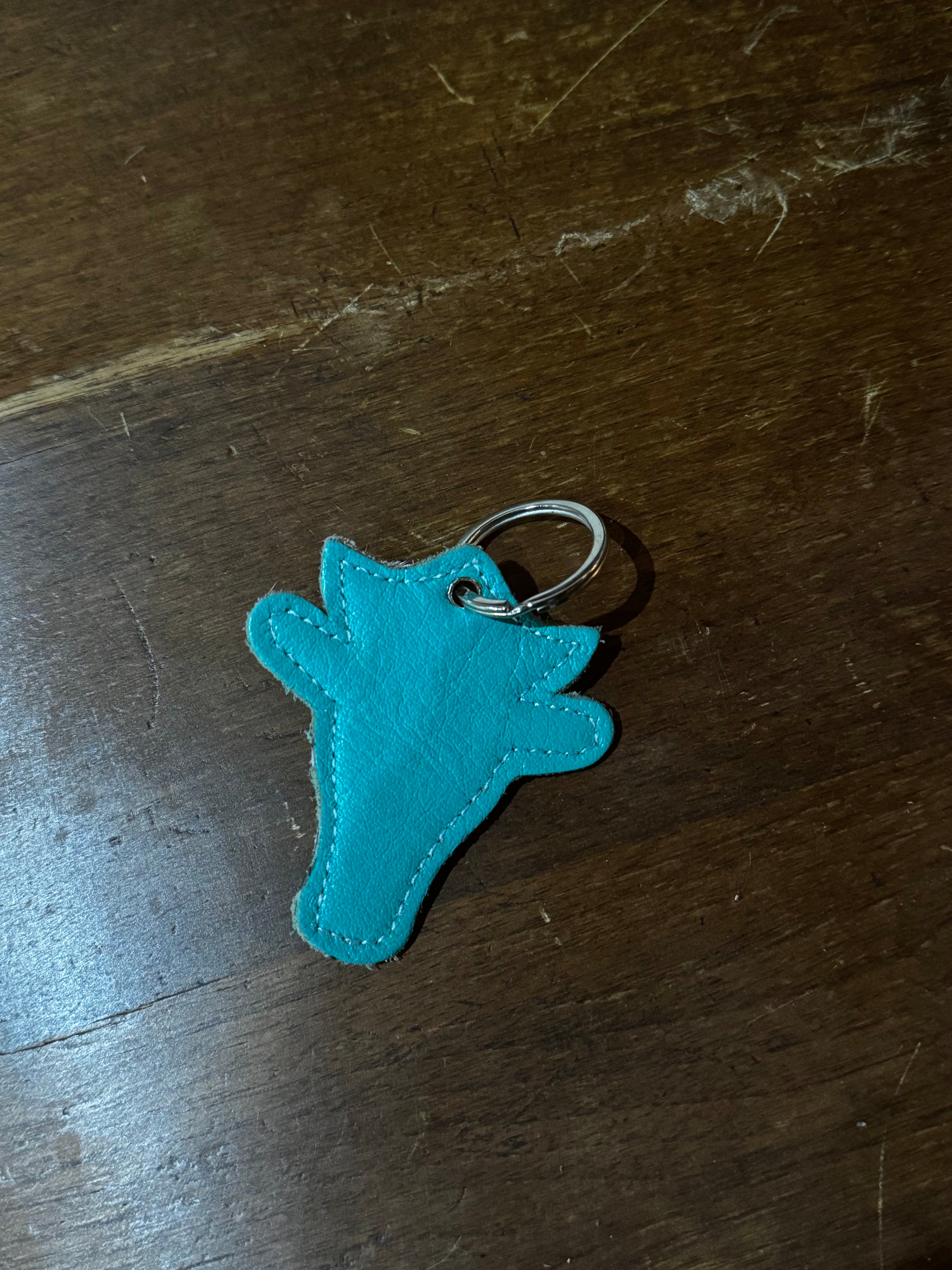 Turquoise Steer Head Leather Keychain