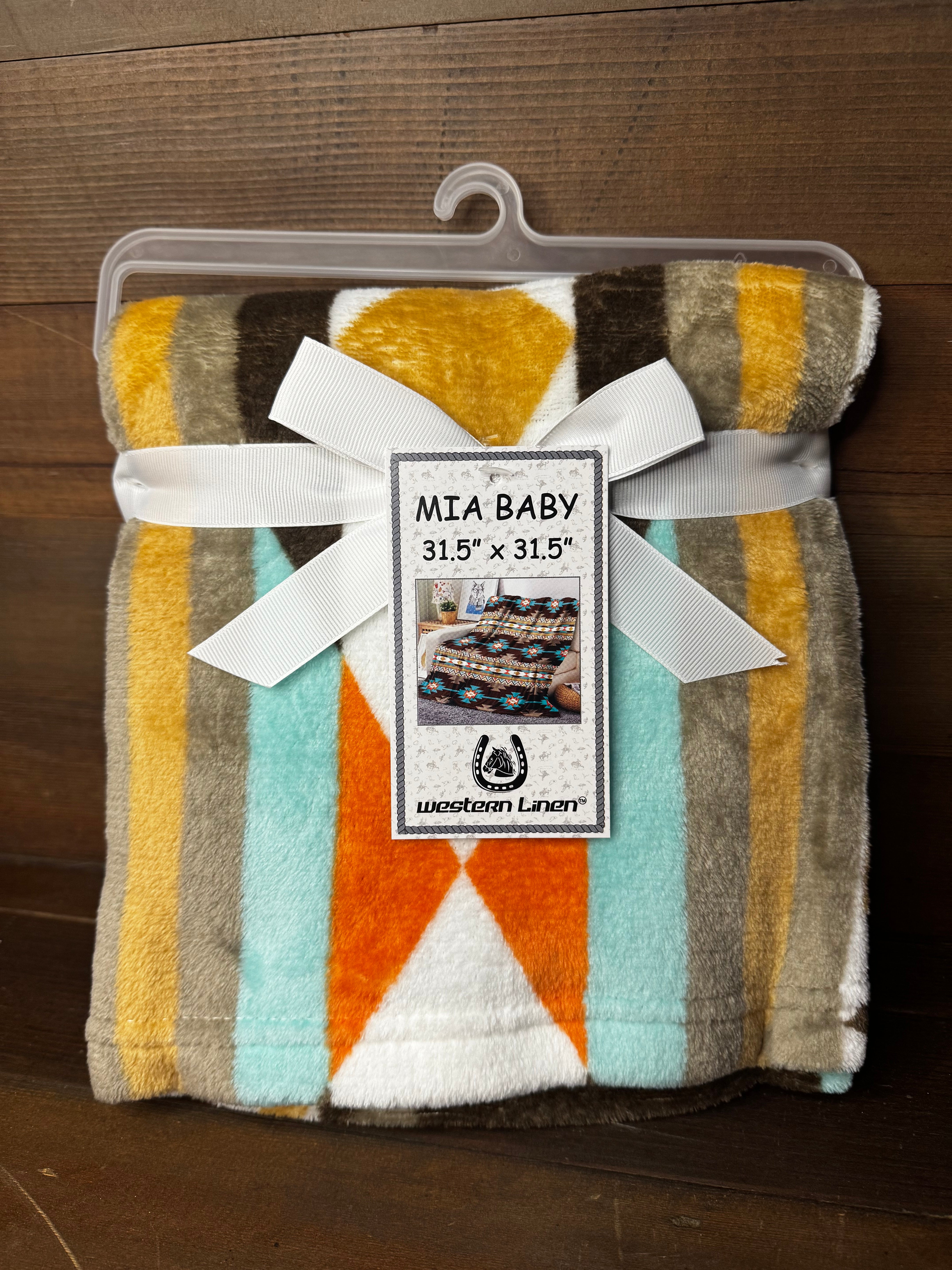 Mia Baby Blanket – Aztec Pattern (31.5” x 31.5”)