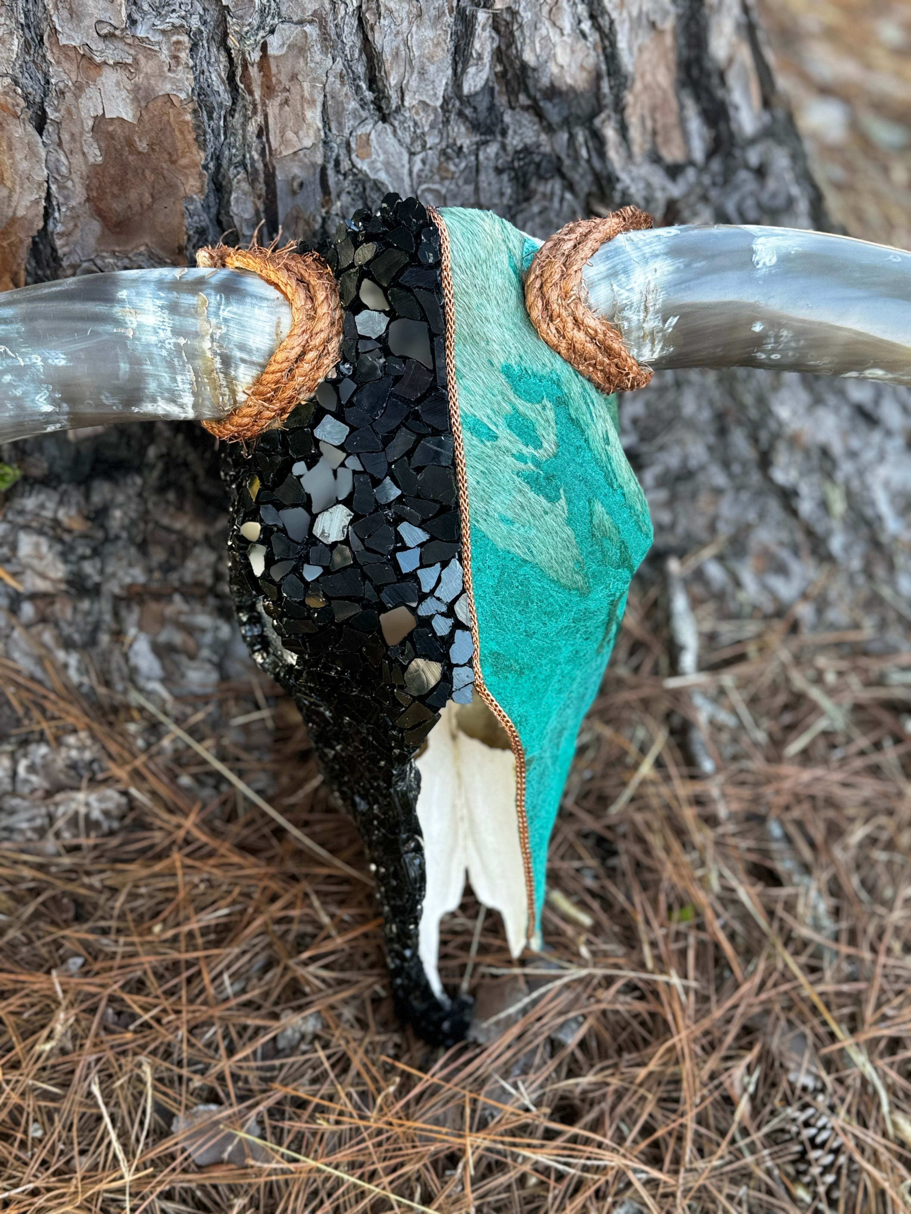 Custom Cow Skull Art Piece