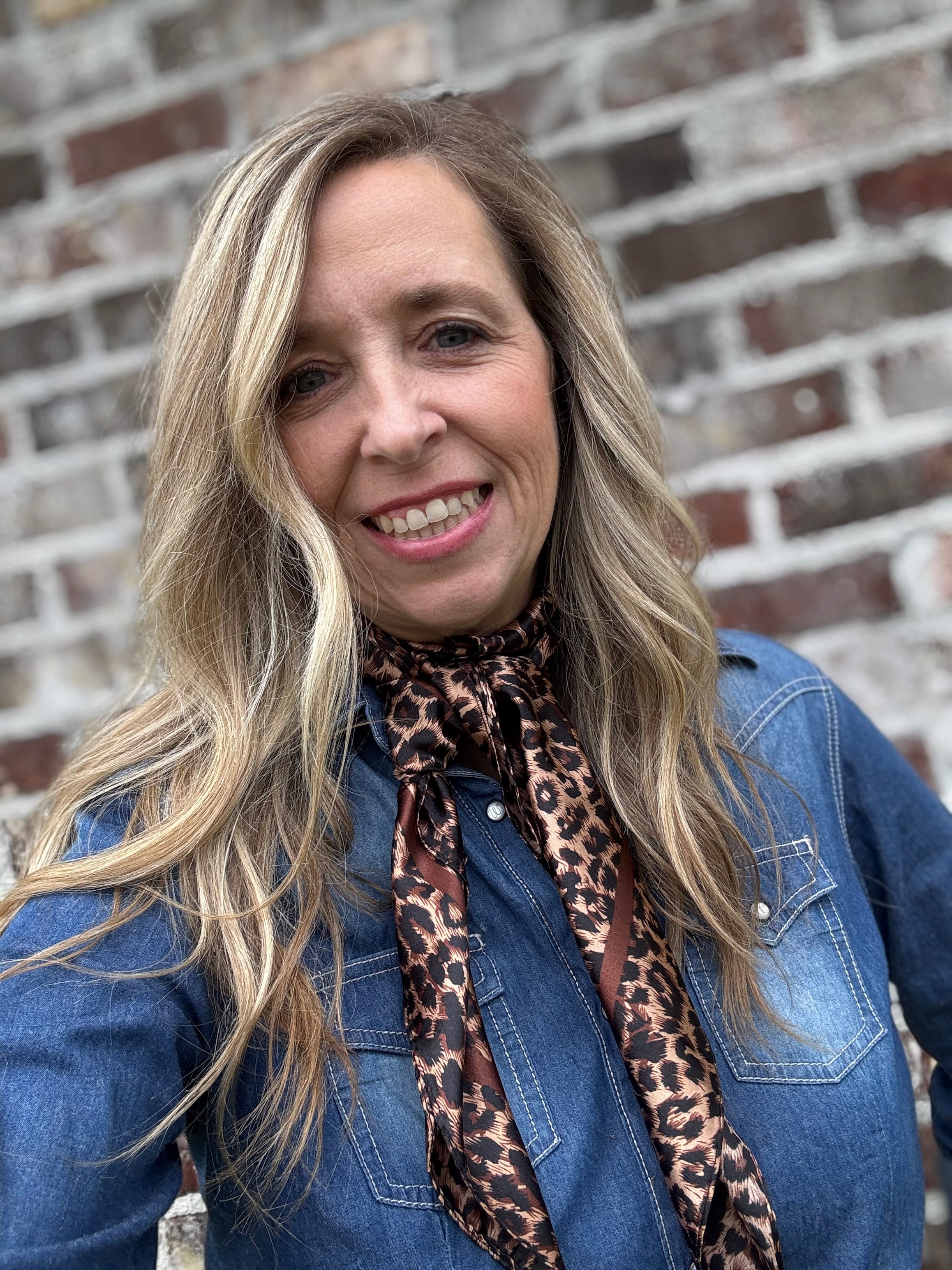 35X35"  Brown Leopard Wild Rag/Scarf