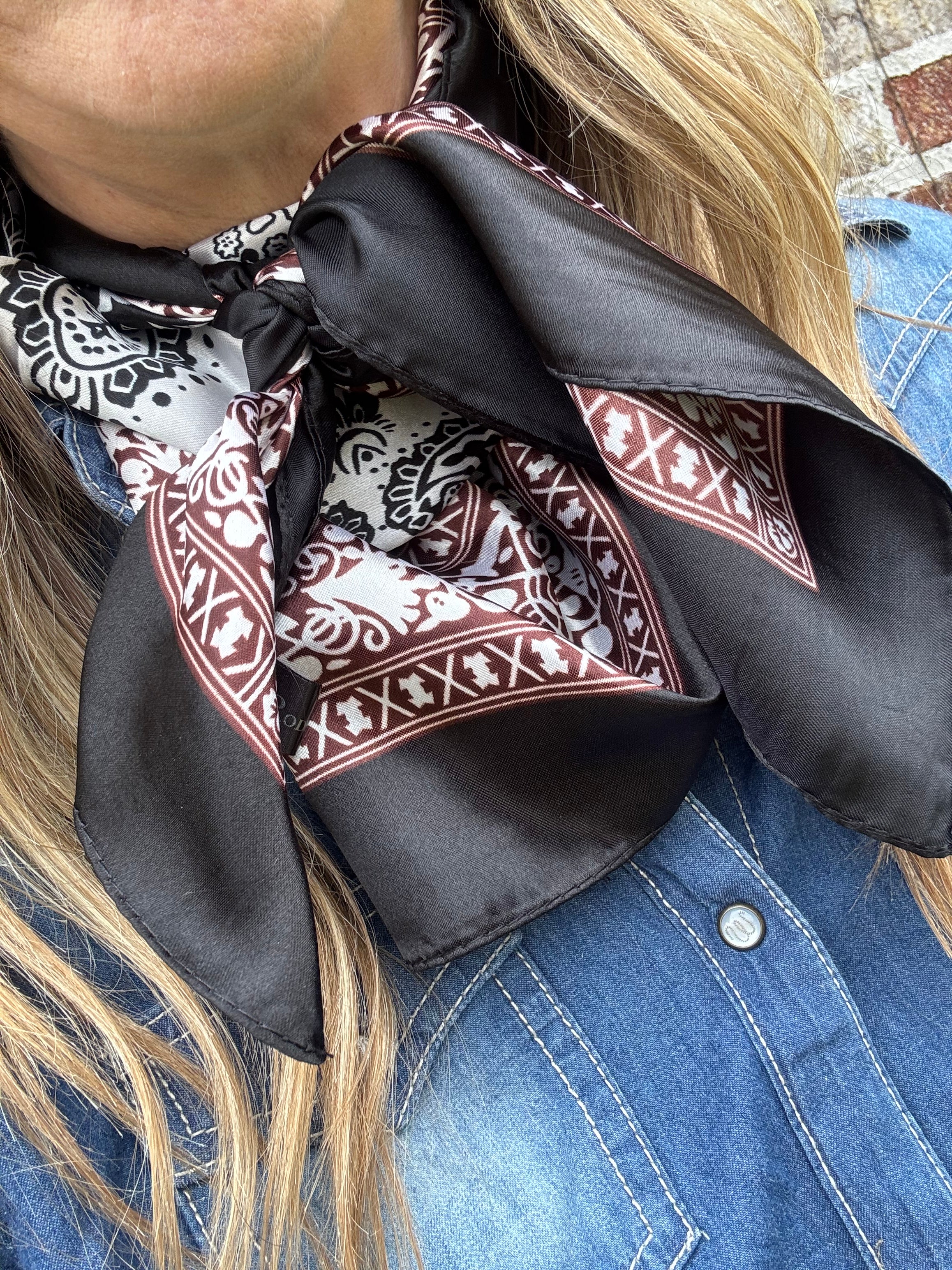 35X35" Two Tone Black Paisley Wild Rag / Scarf