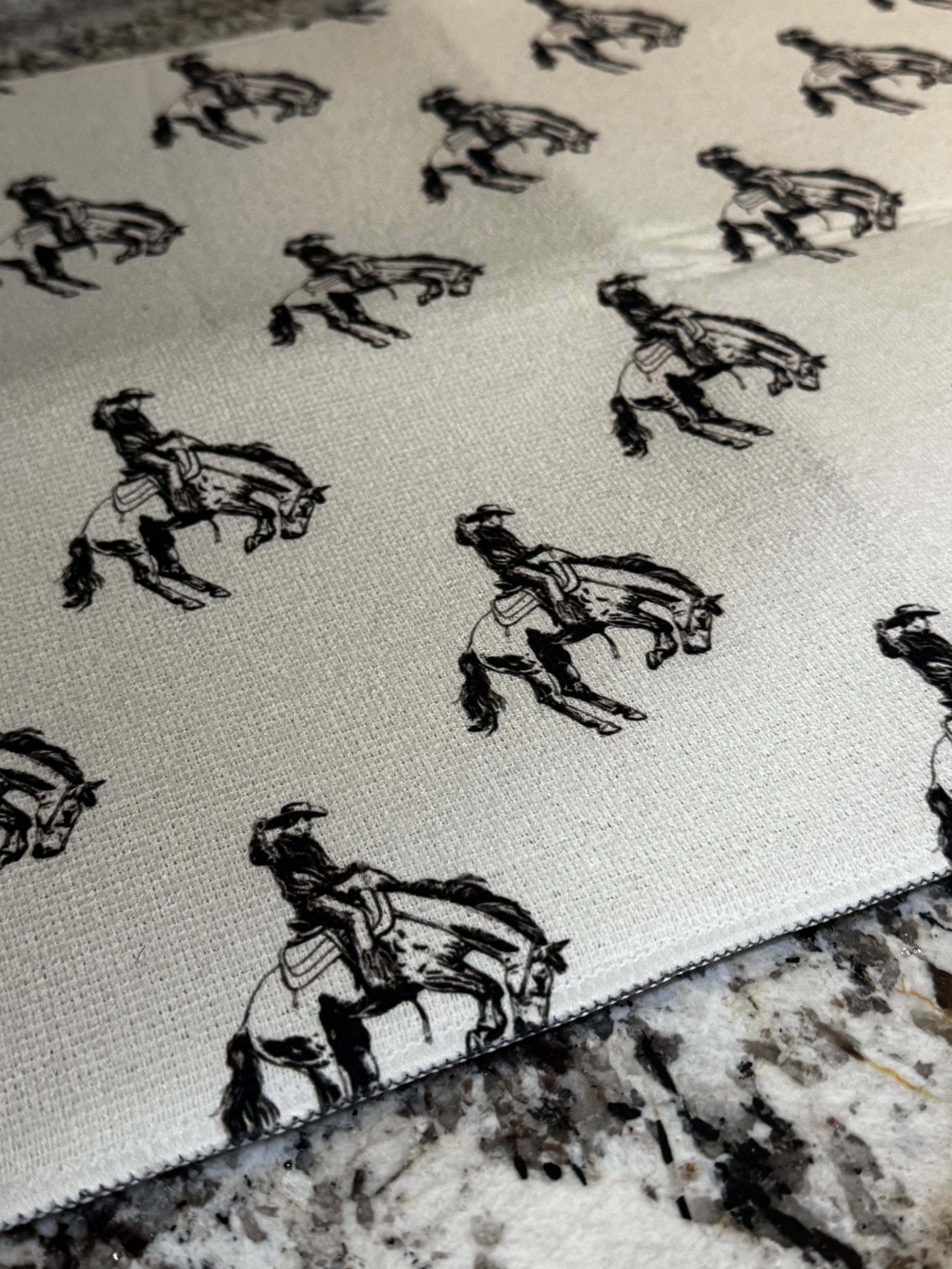 Cowboy Bronc Dish Drying Mat