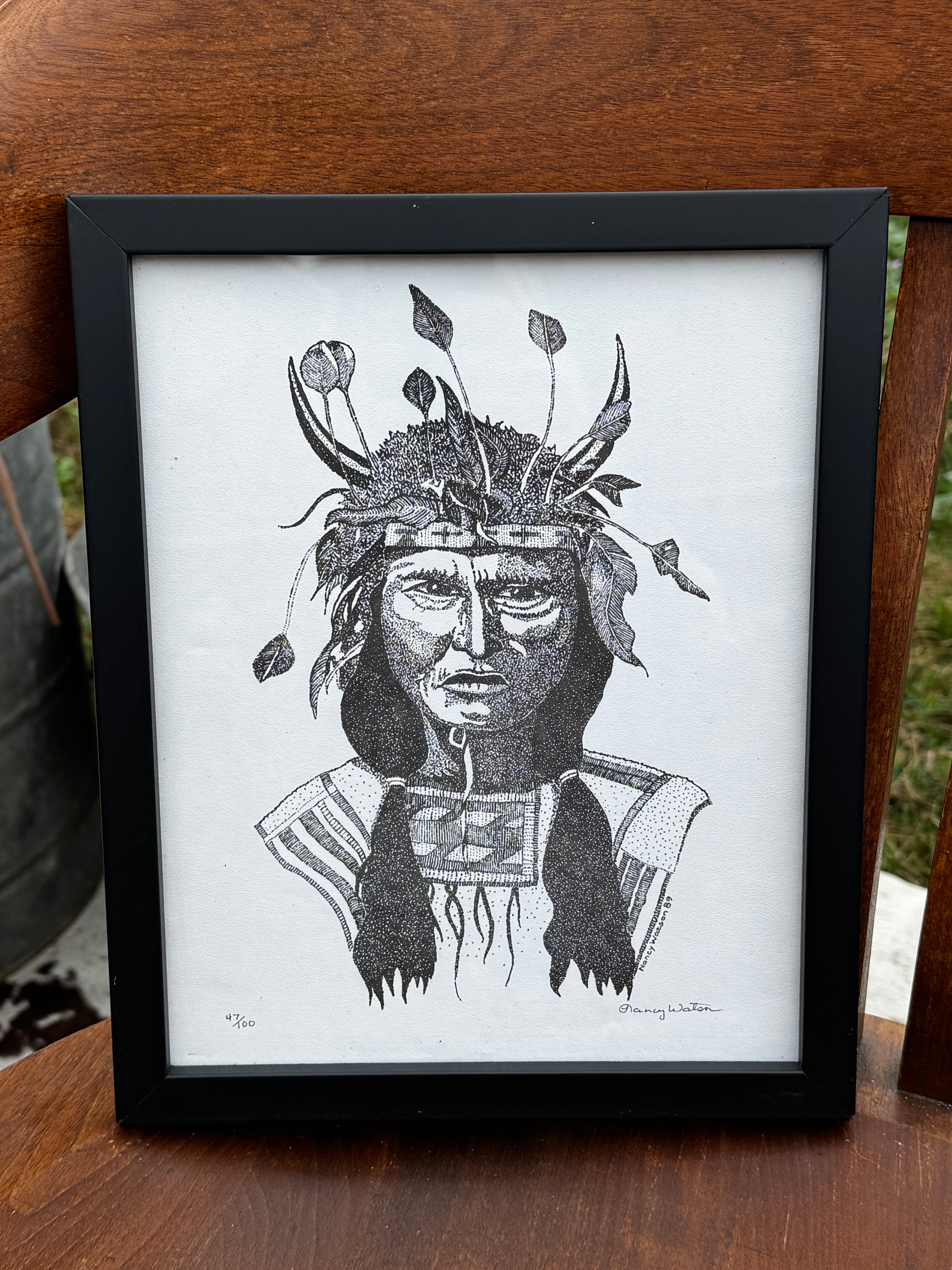 Trio of Framed Vintage Native Chief Prints