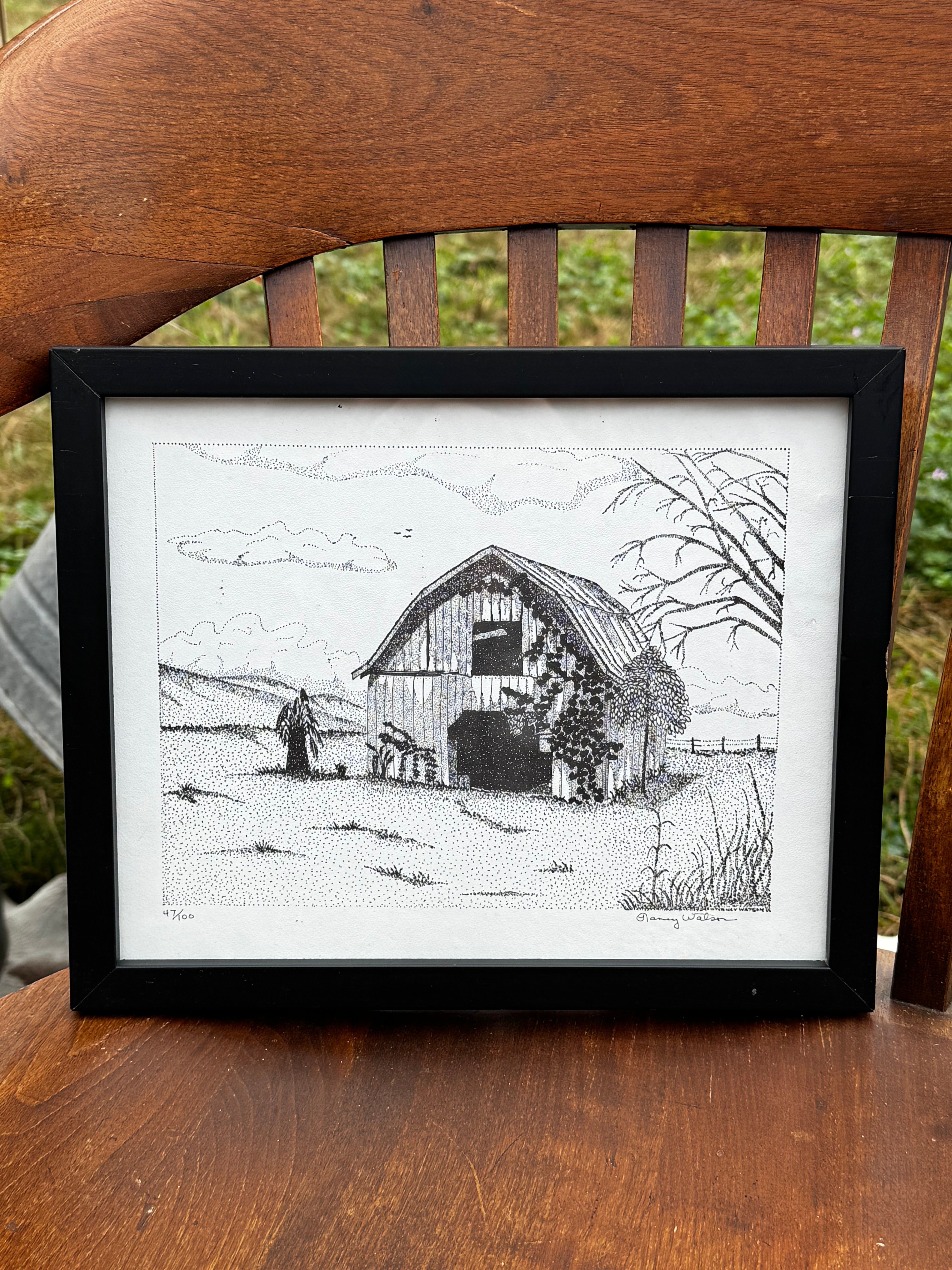Framed Vintage Barn Landscape Print