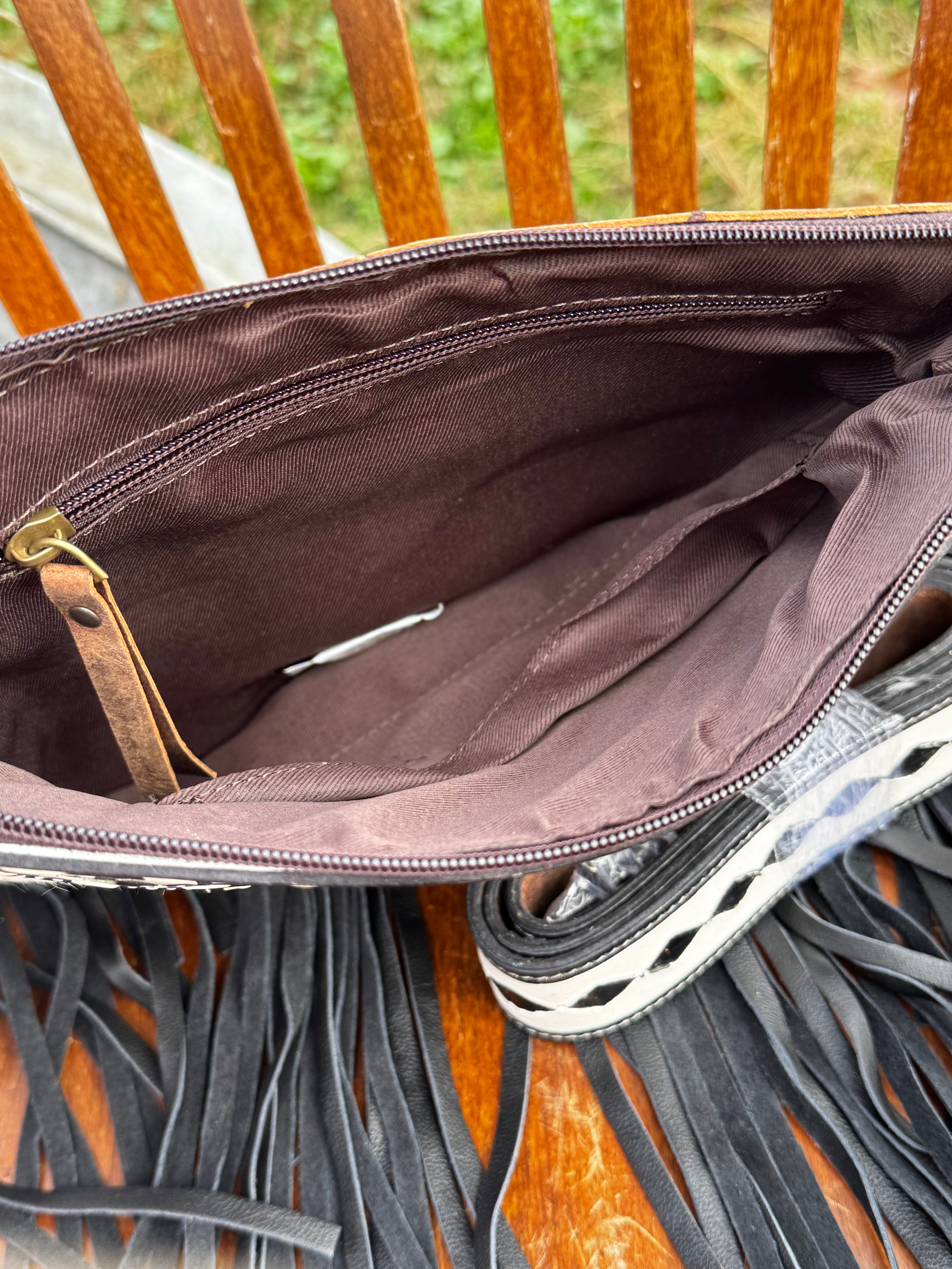 Black & White Check Leather Purse