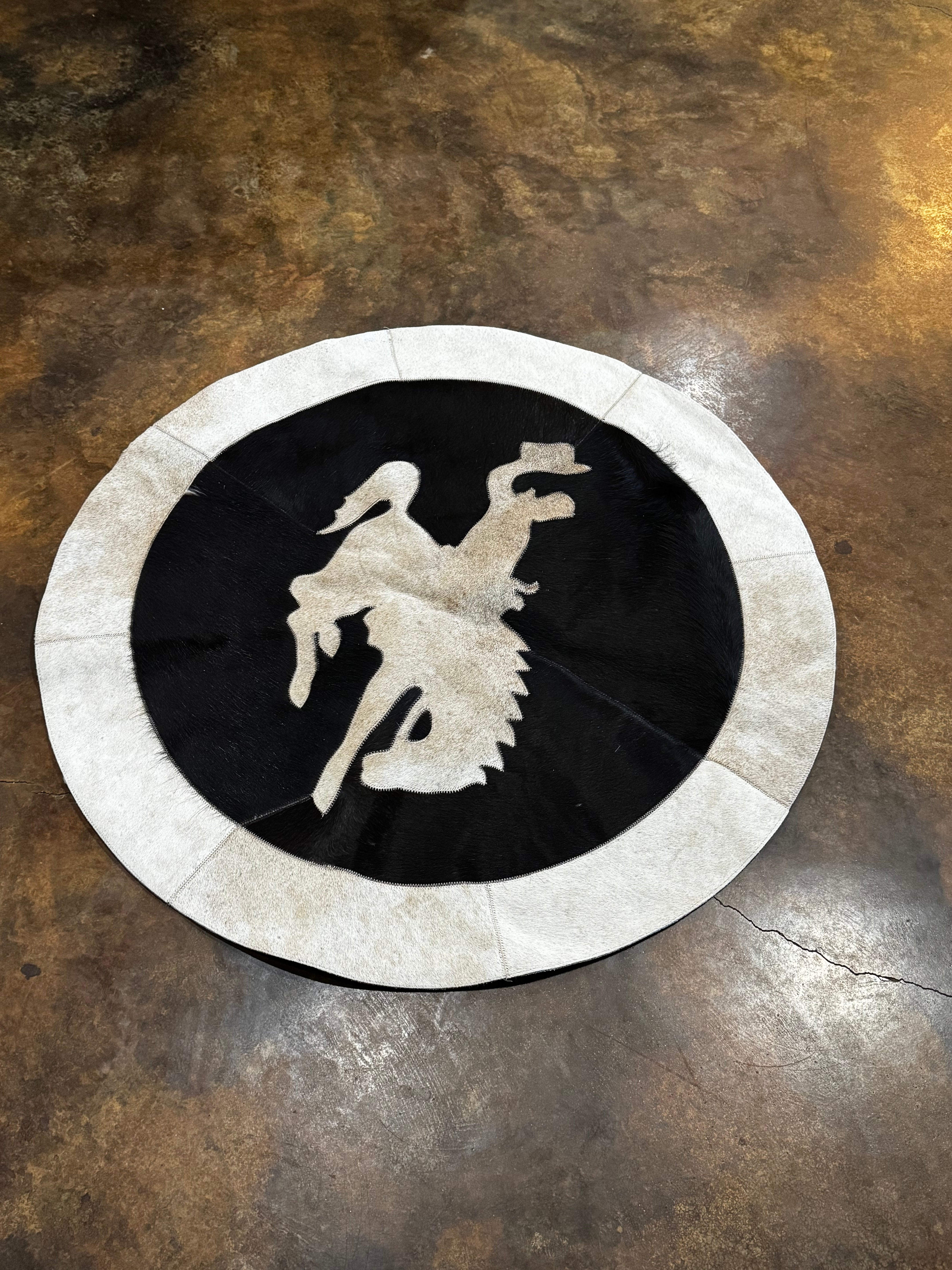 Bronc Rider Leather 3x3 Rug