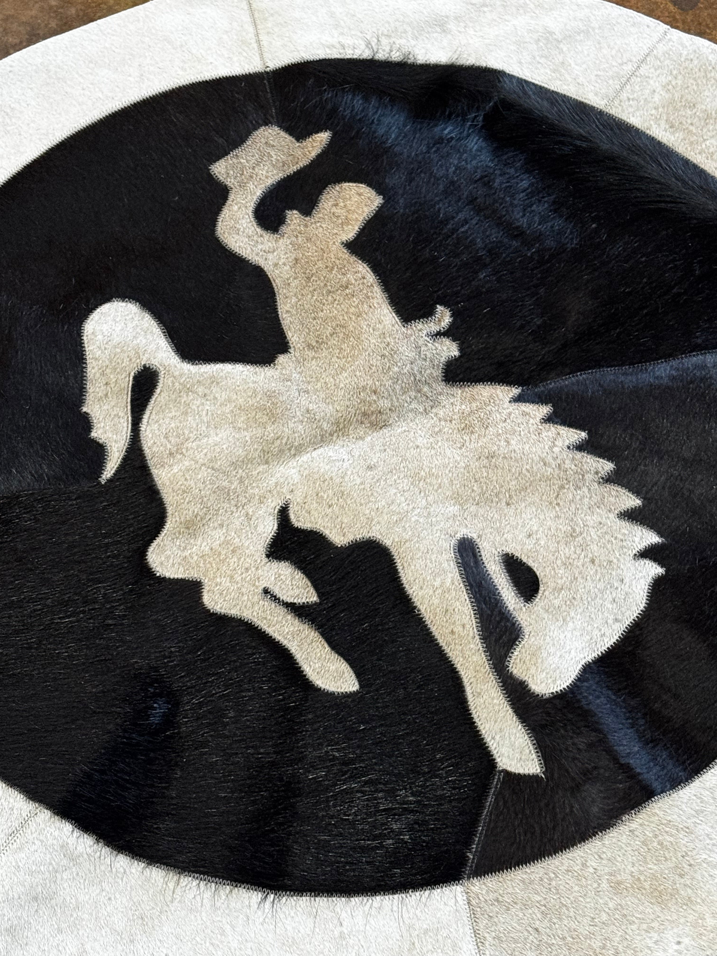 Bronc Rider Leather 3x3 Rug
