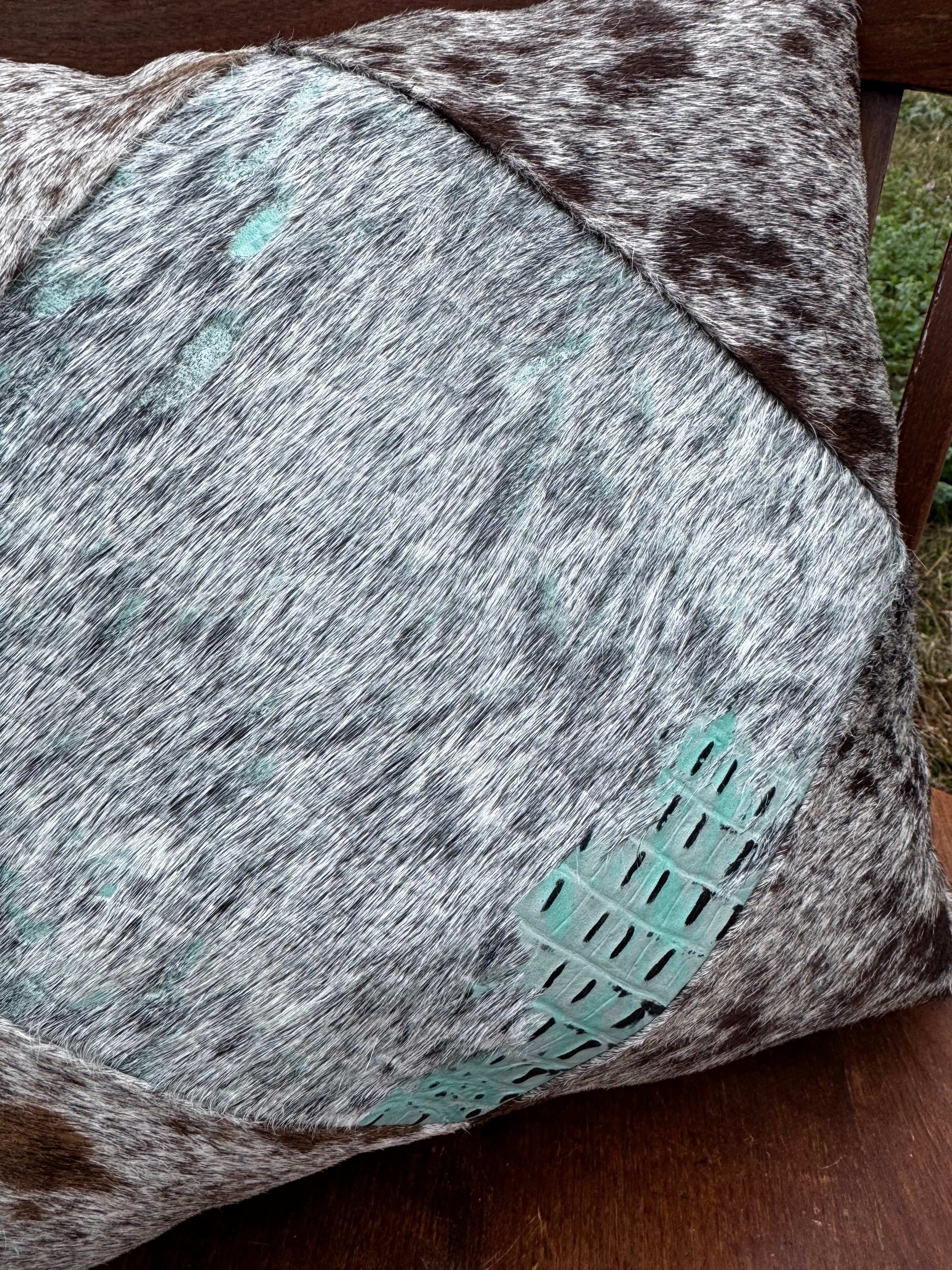 Genuine Leather Hair on HIde 15" Pillow Cover