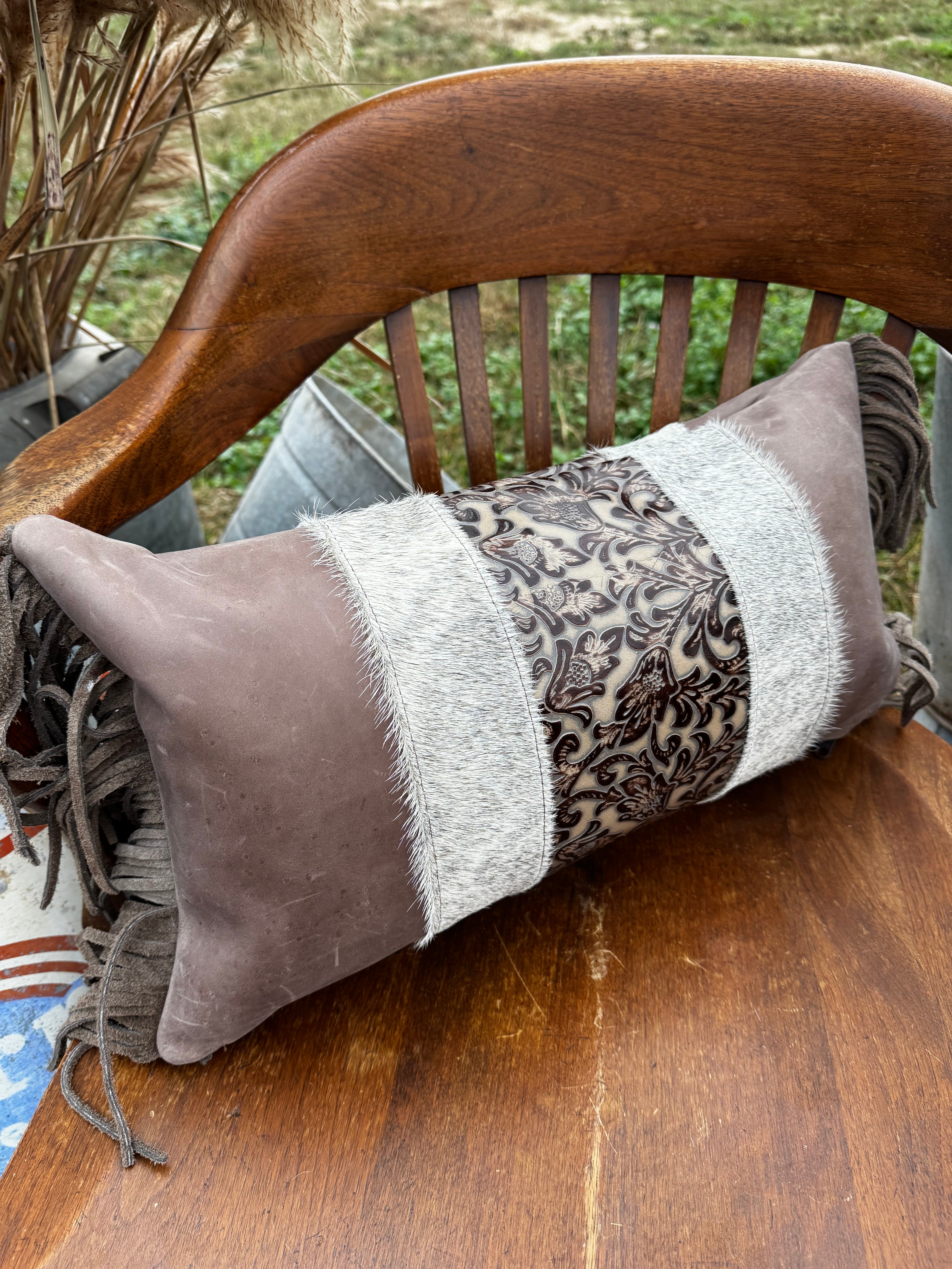 Genuine Leather, Hair on Hide Oblong Pillow Cover