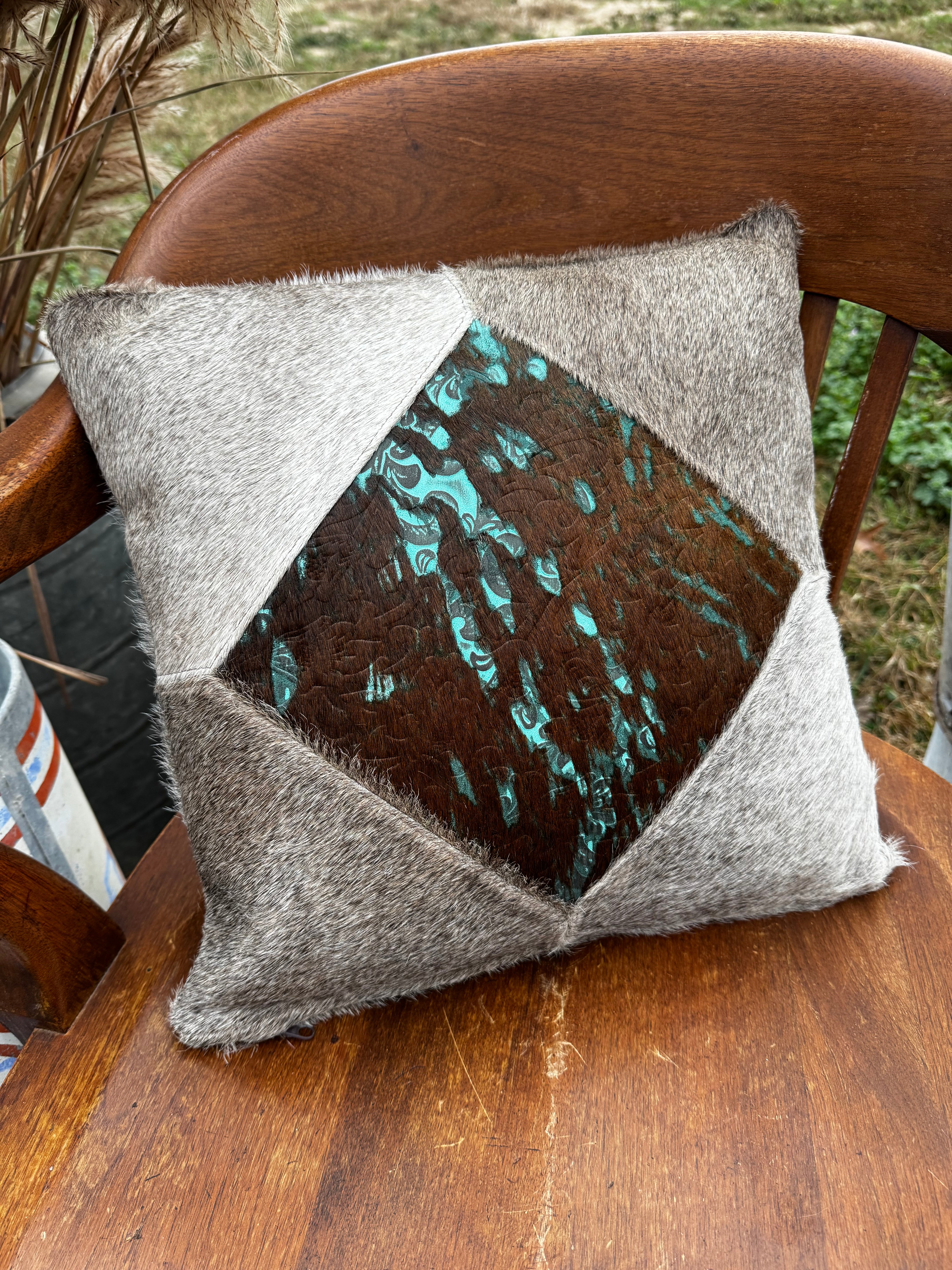 Genuine Leather Hair on HIde 15" Pillow cover