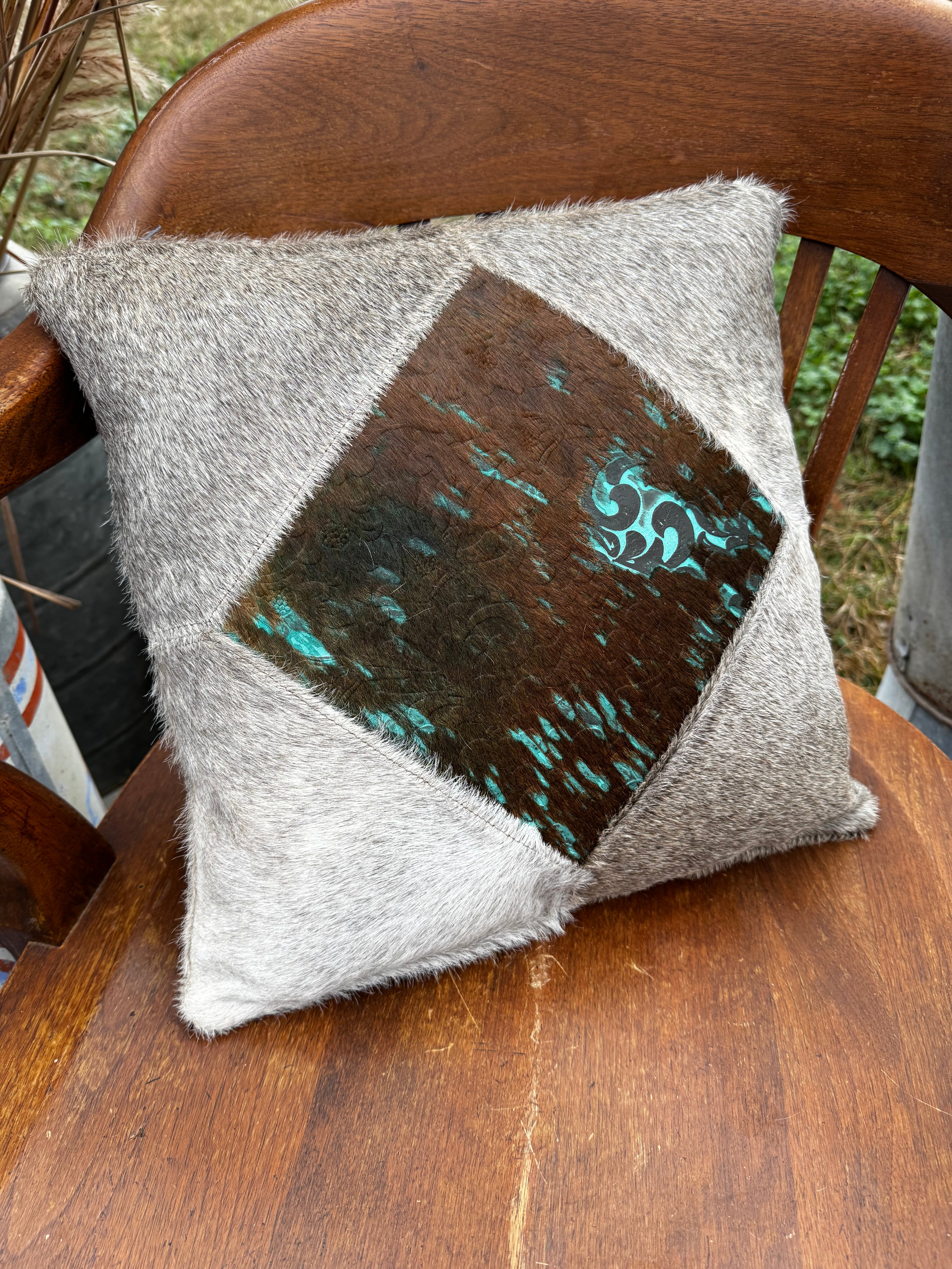 Genuine Leather Hair on HIde 15" Pillow cover