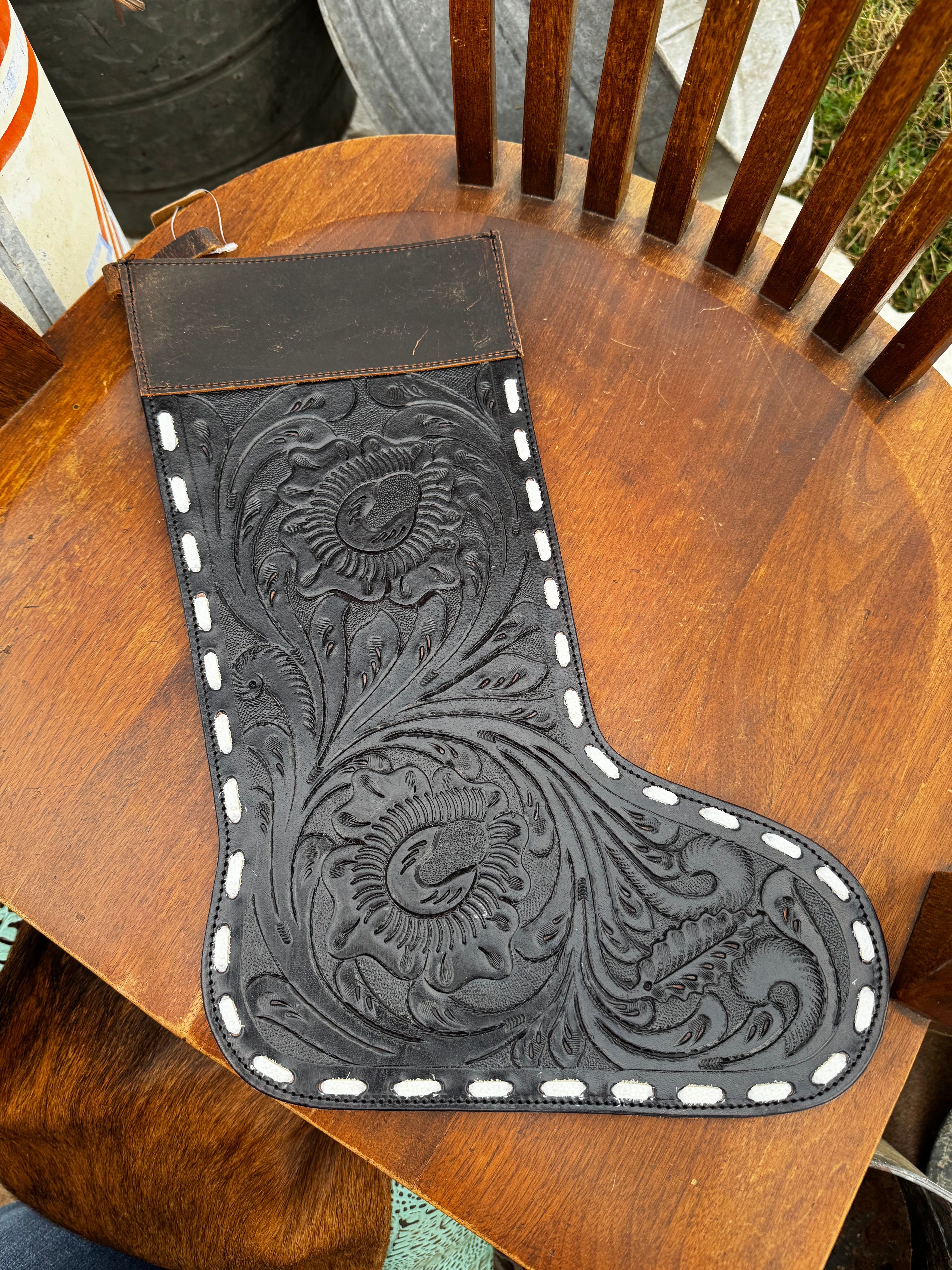 Black Leather Christmas Stocking