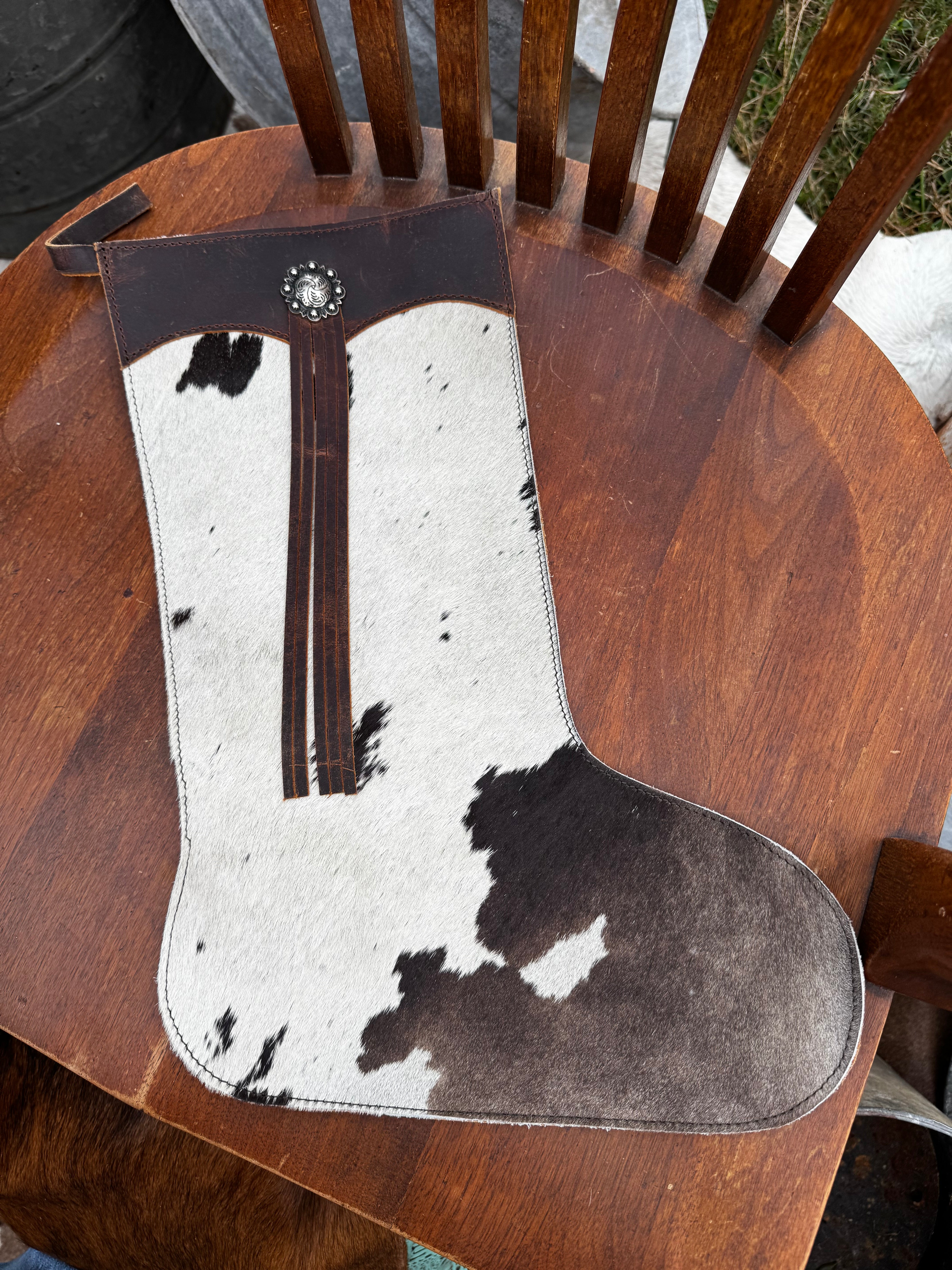 Brindle Leather Christmas Stocking