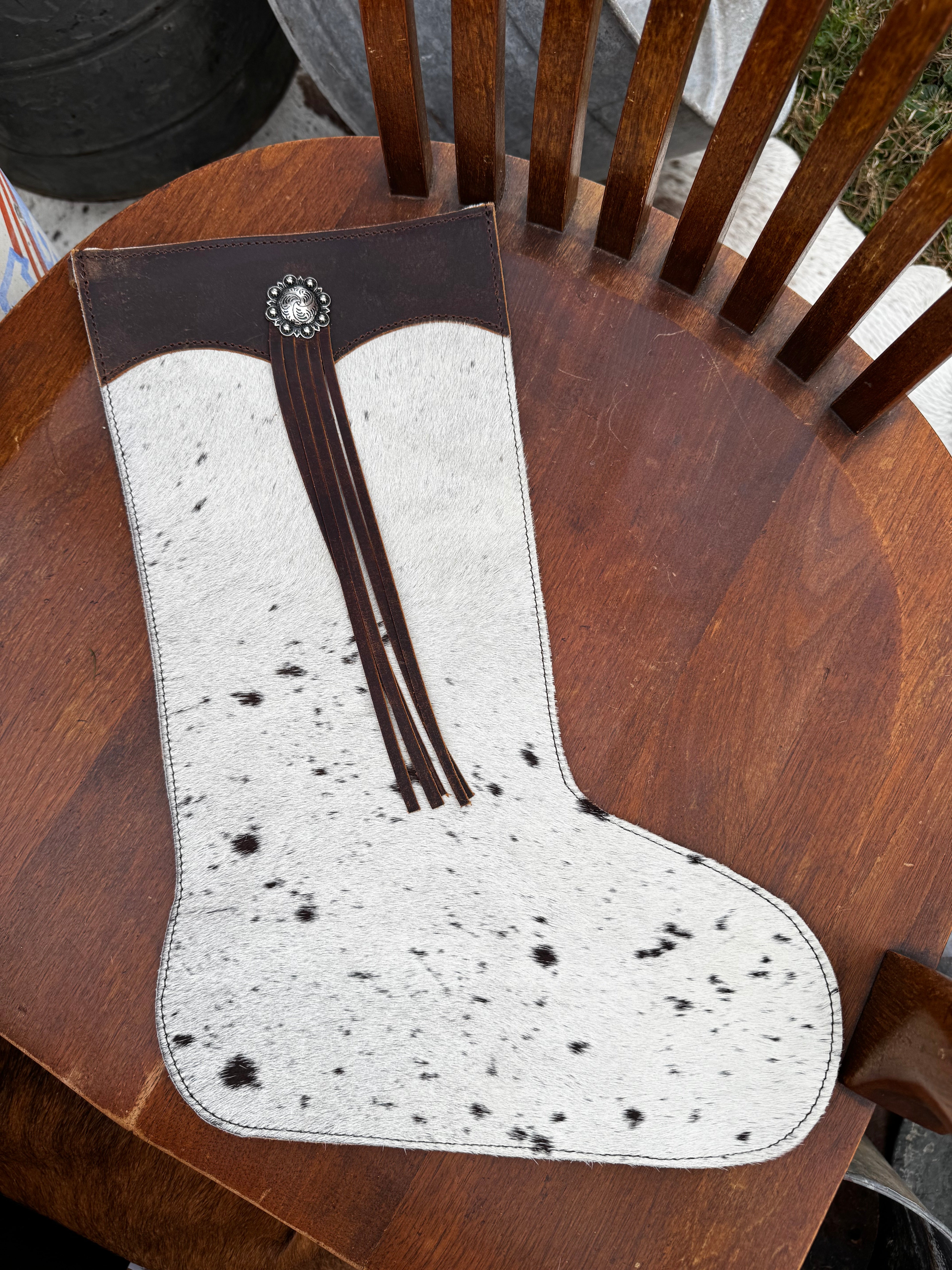 Brindle Leather Christmas Stocking