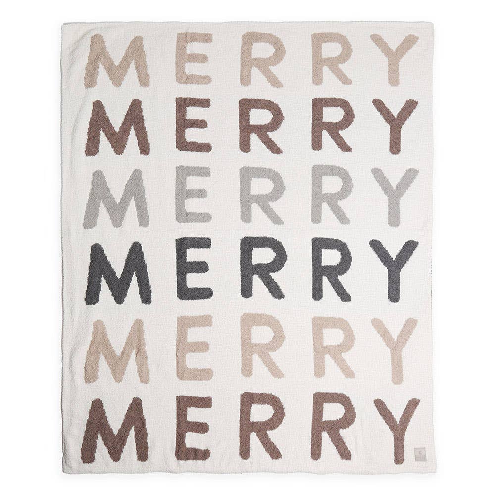 MERRY Message Patterned Reversible Throw Blanket
