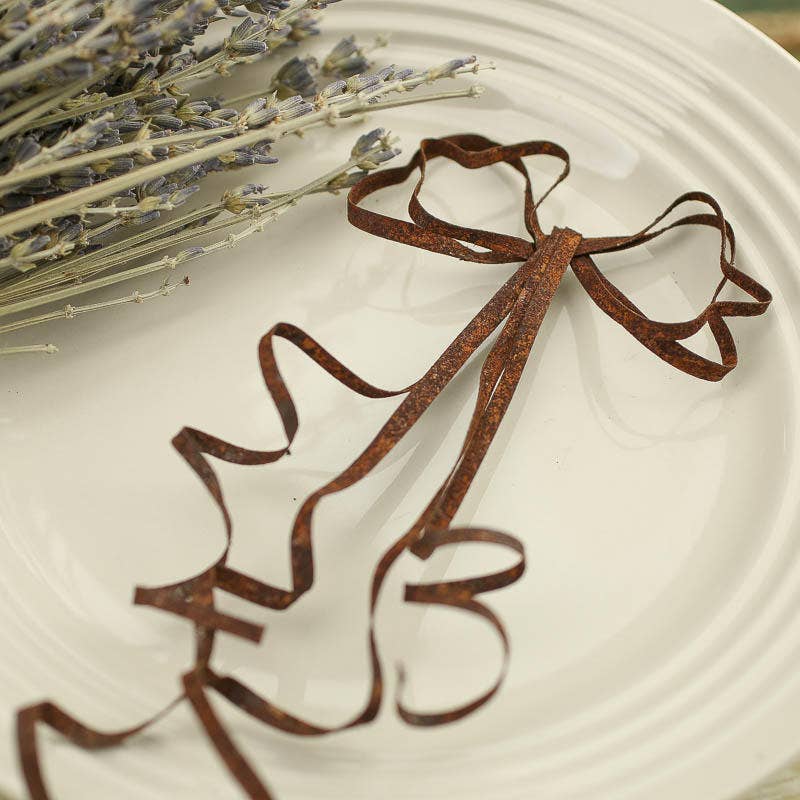 8" Rusty Patina Tin Bow – Vintage Look Decor Accent